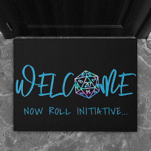RPG Dice   Holo Retro Tabletop Role Player Welcome Doormat