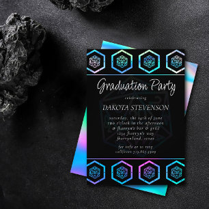 RPG Dice Holo Tabletop Role Player Graduation Invitation