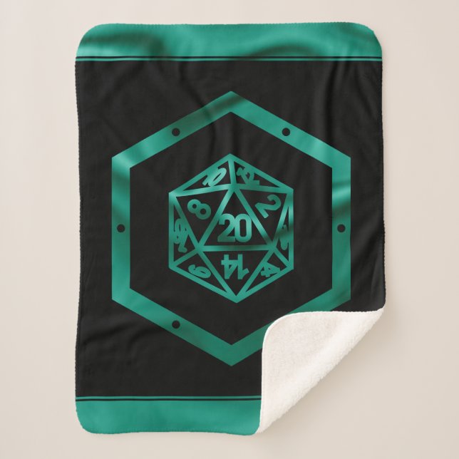 RPG Dice | Lime Green Retro Tabletop Role Player Sherpa Blanket (Front)