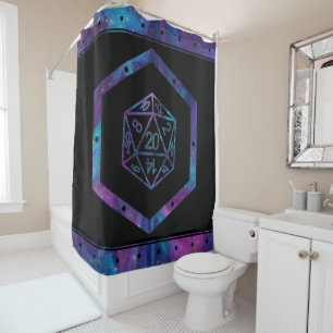 RPG Dice   Nebula Fantasy Retro Tabletop PnP Gamer Shower Curtain