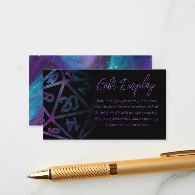 RPG Dice | Nebula Fantasy Tabletop Gift on Display Enclosure Card (Front/Back In Situ)