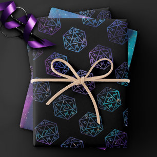 RPG Dice   Nebula Old School Tabletop Role Player Wrapping Paper Sheet