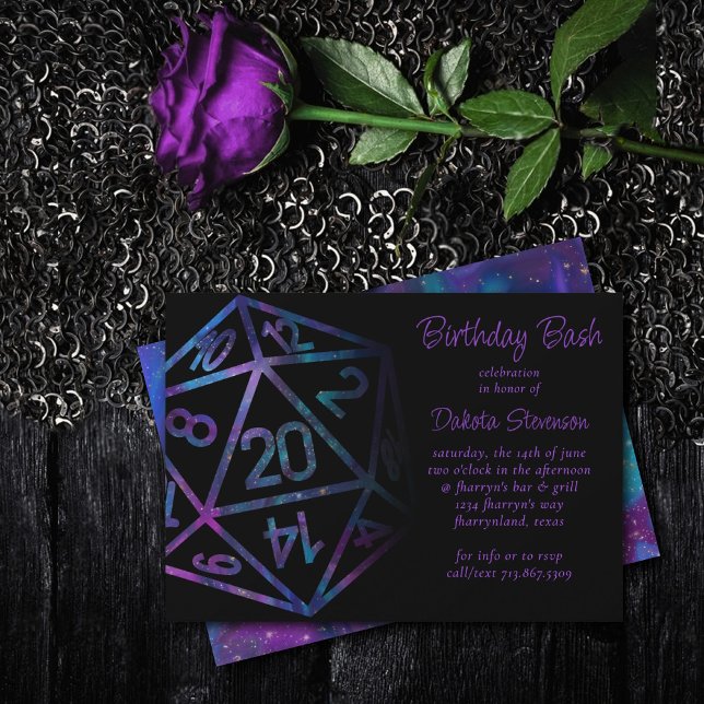 RPG Dice | Nebula Retro Tabletop Role Player Party Invitation (Creator Uploaded)