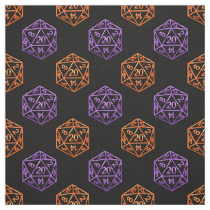 RPG Dice   Orange Purple Halloween Tabletop Gamer Fabric