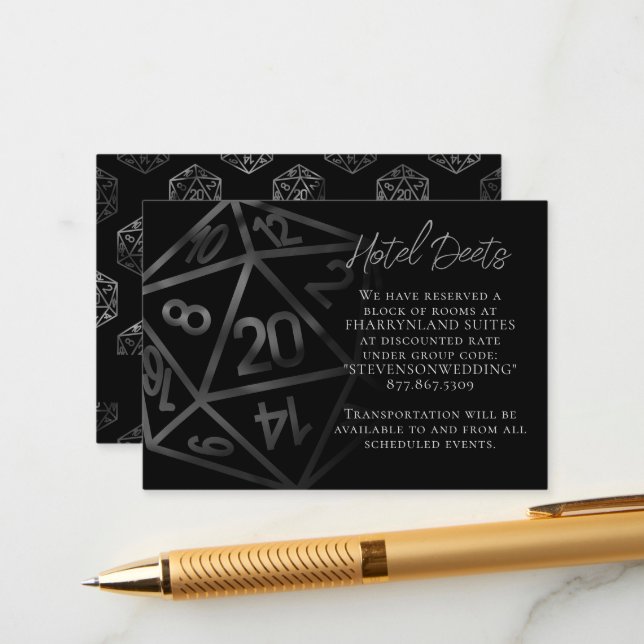 RPG Dice | Retro Tabletop Role Player Hotel Detail Enclosure Card (Front/Back In Situ)