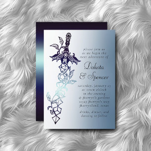 RPG Dice Sword Navy Sheen Tabletop Role Player Invitation