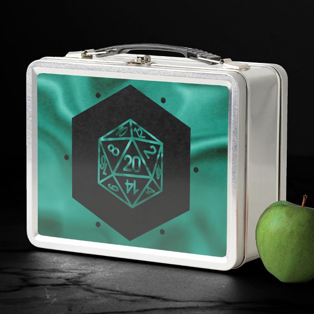 RPG Dice | Teal Green Retro Tabletop Role Player Metal Lunch Box (Creator Uploaded)