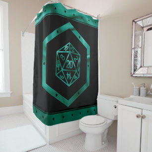RPG Dice   Teal Green Retro Tabletop Role Player Shower Curtain