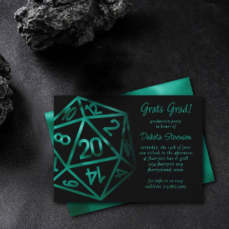 RPG Dice | Teal Tabletop Role Player Graduation Invitation