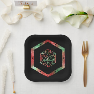 RPG Dice   XMAS Fantasy Retro Tabletop PnP Gamer Paper Plate