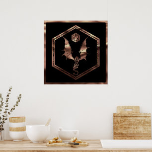 RPG Dragon   Copper Fantasy Tabletop Gamer Dice Poster
