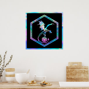 RPG Dragon   Holo Fantasy Tabletop PnP Gamer Dice Poster