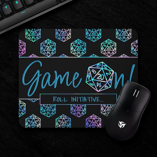 RPG Game On | Holo Retro PnP Tabletop Gamer Dice Mouse Pad (Creator Uploaded)