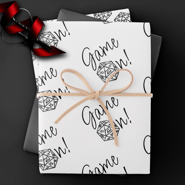 RPG Game On | Old School Tabletop Role Player Dice Wrapping Paper Sheet (Creator Uploaded)