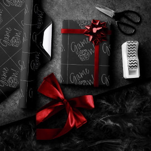 RPG Game On   Silver Fantasy Tabletop Roleplayer Wrapping Paper