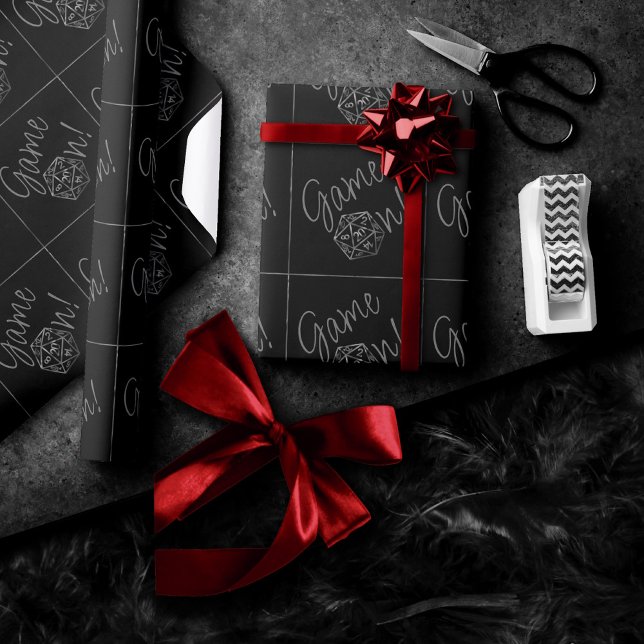 RPG Game On | Silver Fantasy Tabletop Roleplayer Wrapping Paper (Creator Uploaded)