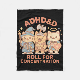 Rpg Gamer Adhdandd Roll For Concentration Geek Cat Fleece Blanket