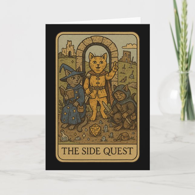 Rpg Gamer Cats Funny Side Quest Tarot Card Nerdy M (Front)