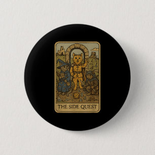 Rpg Gamer Cats Funny Side Quest Tarot Card Nerdy M 6 Cm Round Badge
