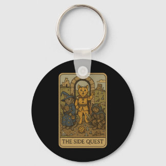 Rpg Gamer Cats Funny Side Quest Tarot Card Nerdy M Key Ring
