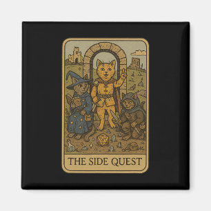Rpg Gamer Cats Funny Side Quest Tarot Card Nerdy M Magnet