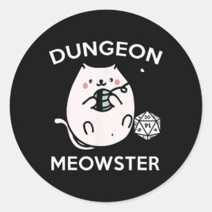 Rpg Gamer Cats Side Quest Funny Nerd D20 Dice Game Classic Round Sticker