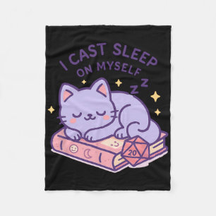 Rpg Gamer Nerdy Cat Sleeping D20 Dice For Cat Love Fleece Blanket