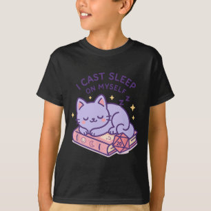 Rpg Gamer Nerdy Cat Sleeping D20 Dice For Cat Love T-Shirt
