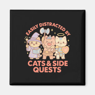 Rpg Gamer Nerdy Cats Side Quest Distracted Tableto Magnet