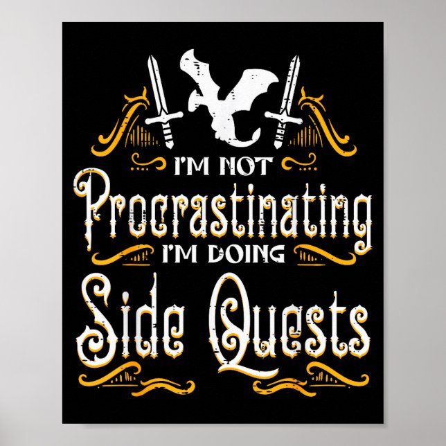 Rpg Gamer Not Procrastinating Side Quest Funny Men Poster (Front)