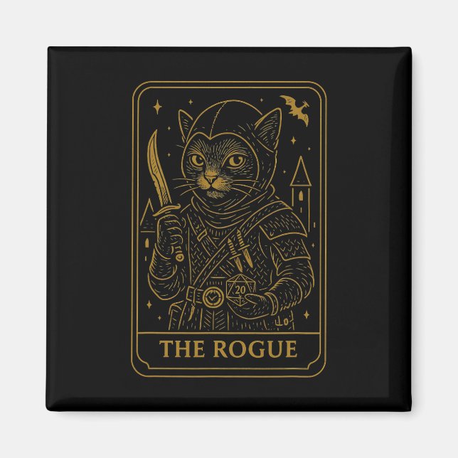 Rpg Gamer Rogue D20 Dice Nerdy Geek Cat Men Women  Magnet (Front)