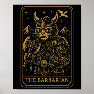 Rpg Gamer Rrian D20 Dice Nerdy Geek Cat Men Women  Poster