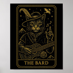 Rpg Gamer The Rd D20 Dice Nerdy Geek Cat Men Women Poster