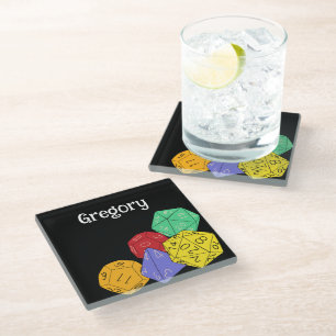 RPG Gaming Dice, Board, Fantasy Games Personalised Glass Coaster