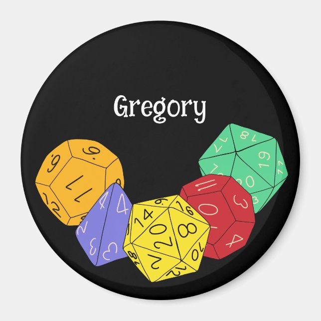 RPG Gaming Dice, Board, Fantasy Games Personalised Magnet (Front)