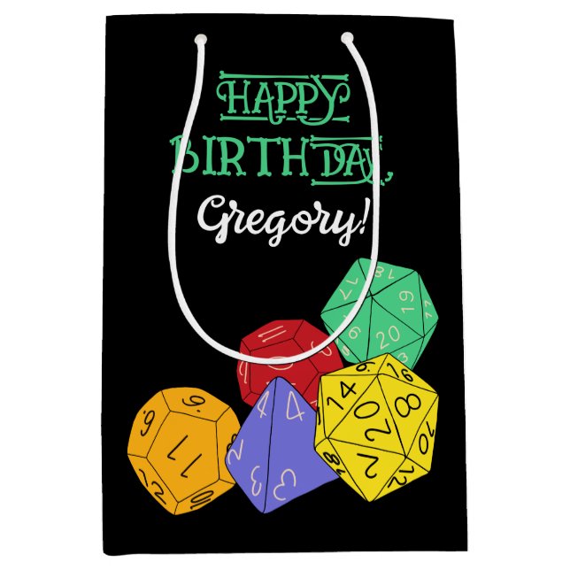 RPG Gaming Dice, Board, Fantasy Games Personalised Medium Gift Bag (Front)