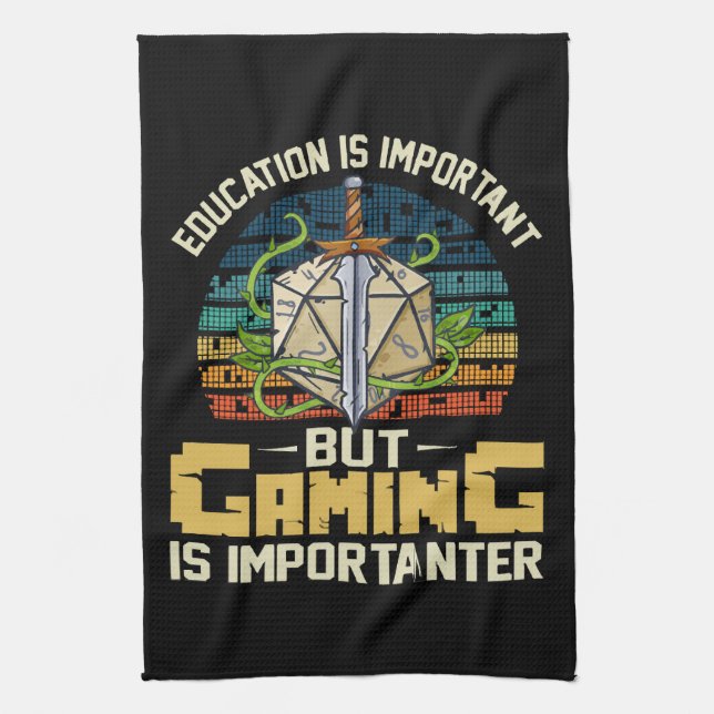 rpg gaming is importanter tea towel (Vertical)
