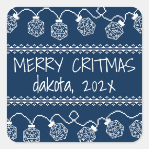 RPG Lights Blue Fantasy Tabletop Gamer Dice Square Sticker