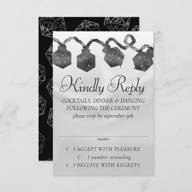 RPG Lights | Fantasy Tabletop Retro PnP Gamer Dice RSVP Card (Front/Back)