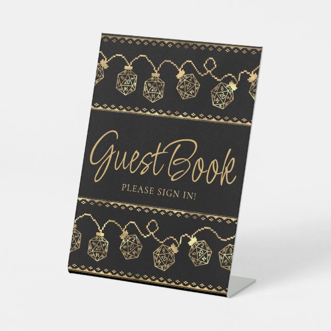 RPG Lights | Gold Fantasy Tabletop Gamer Custom Pedestal Sign (Front)