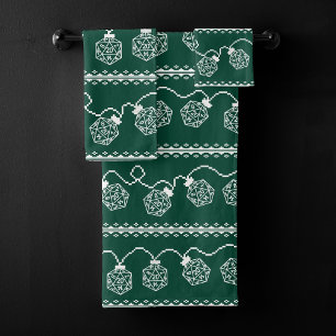 RPG Lights Green   Fantasy Tabletop Gamer Dice Bath Towel Set
