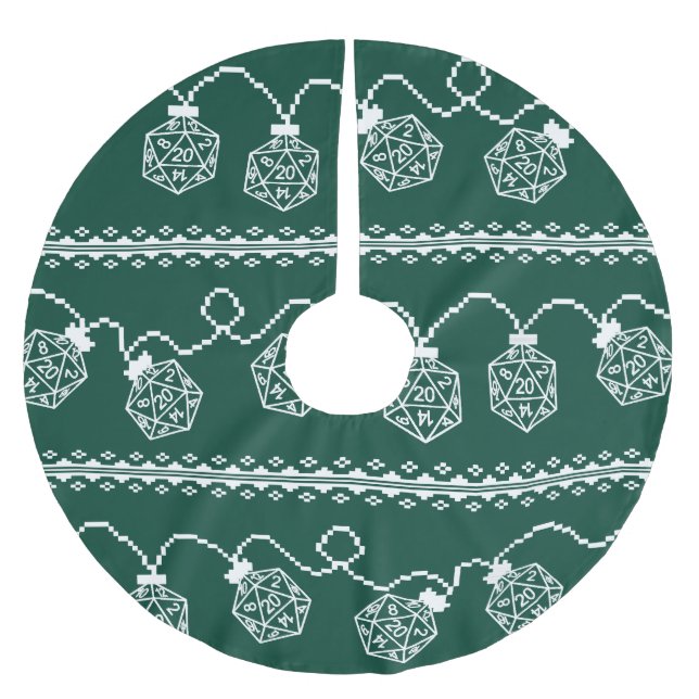 RPG Lights Green | Fantasy Tabletop Gamer Dice Brushed Polyester Tree Skirt (Front)