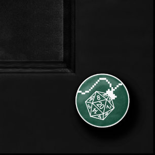RPG Lights Green Fantasy Tabletop Gamer Dice Ceramic Knob