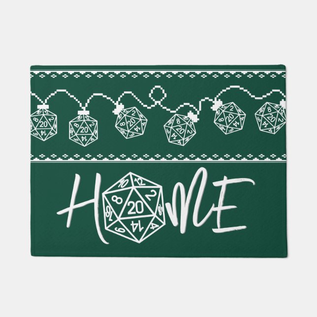 RPG Lights Green | Fantasy Tabletop Gamer Dice Doormat (Front)