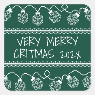 RPG Lights Green Fantasy Tabletop Gamer Dice Square Sticker