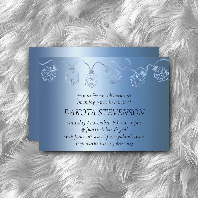 RPG Lights | Luxe Blue Sheen Tabletop Role Player Invitation (Creator Uploaded)