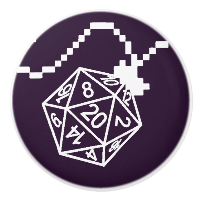 RPG Lights Purple | Fantasy Tabletop Gamer Dice Ceramic Knob (Front)