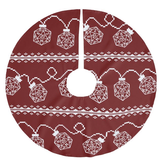 RPG Lights Red | Fantasy Tabletop Retro Gamer Dice Brushed Polyester Tree Skirt (Front)