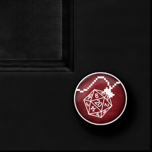RPG Lights Red   Fantasy Tabletop Retro Gamer Dice Ceramic Knob