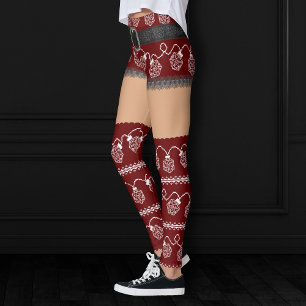 RPG Lights Red Retro Ugly Sweater Medium Skin Leggings